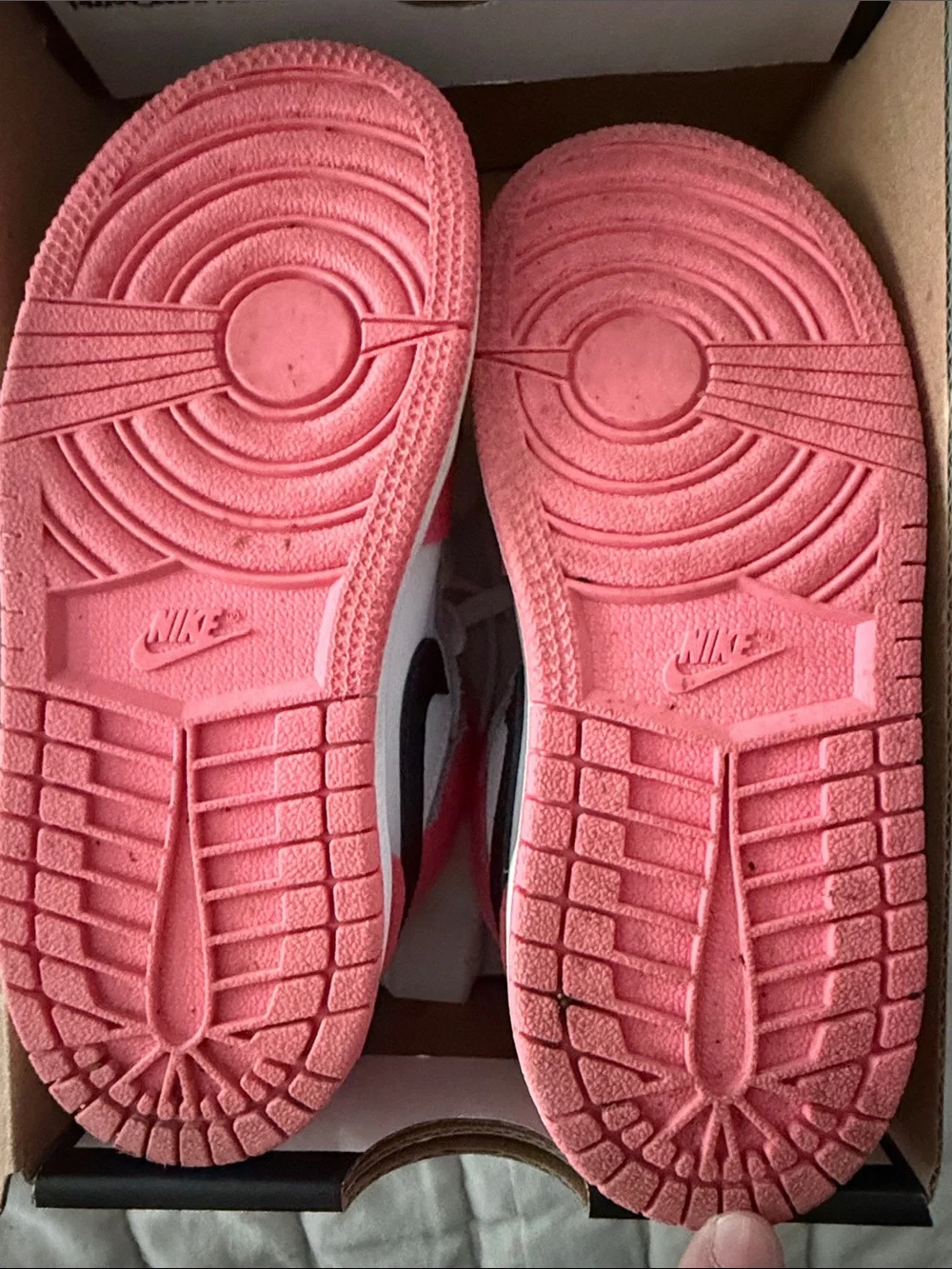 Kids Pink & White Nike Jordan 1 Mid